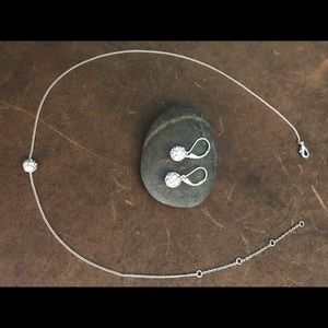Rhinestone Necklace and Dangle Earrings